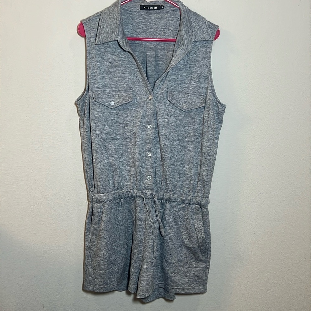Kittenish Heather Gray Jersey Sleeveless Tank Short Romper Jumpsuit XL